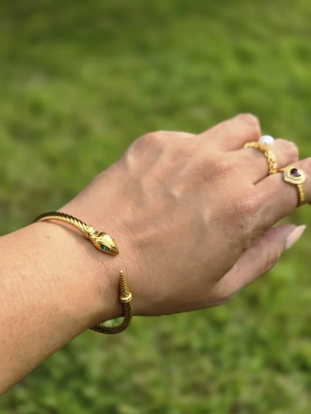 Snake Cable Cuff Bangle Bracelet